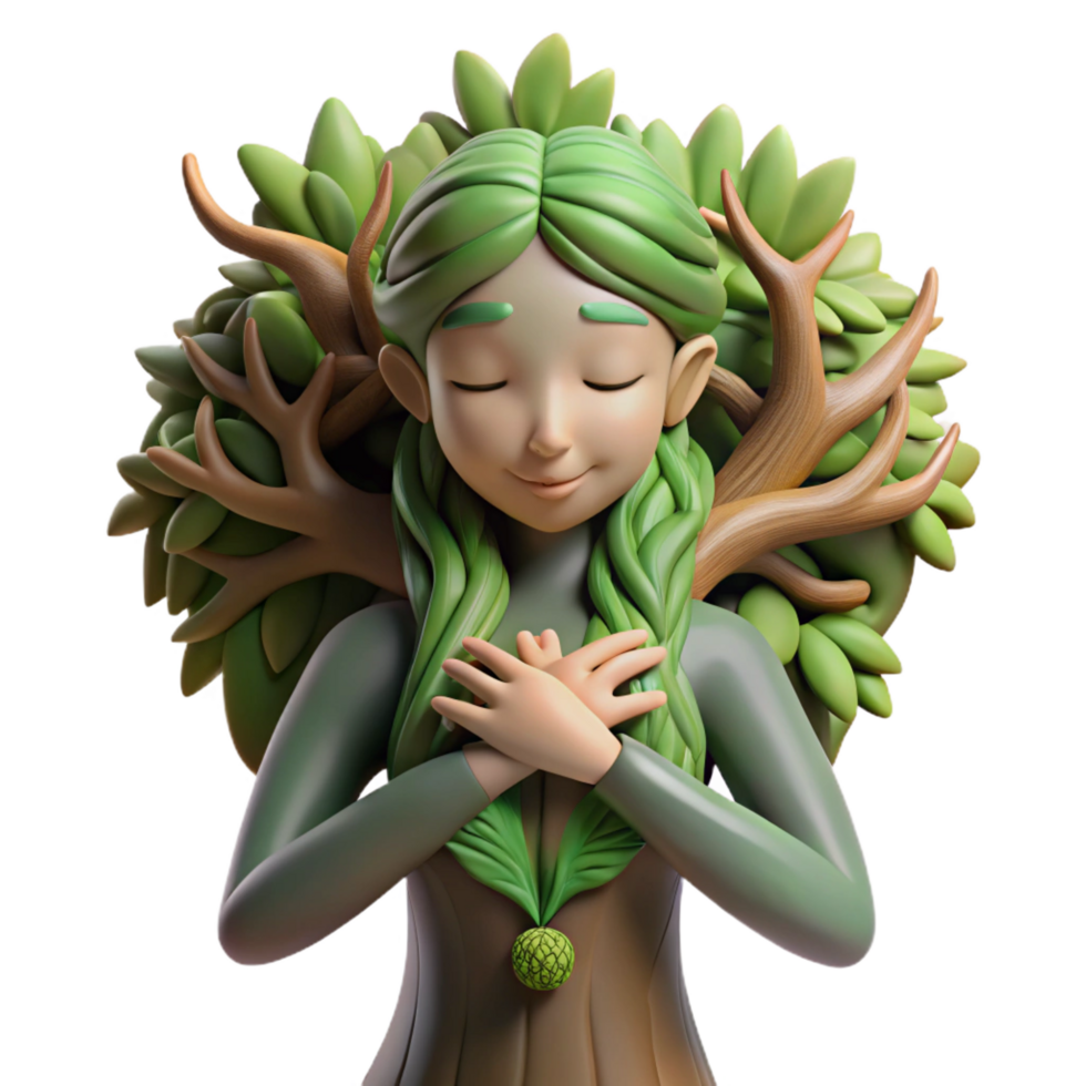 stunning vintage A Serene Dryad with Bark Like Skin and high resolution png