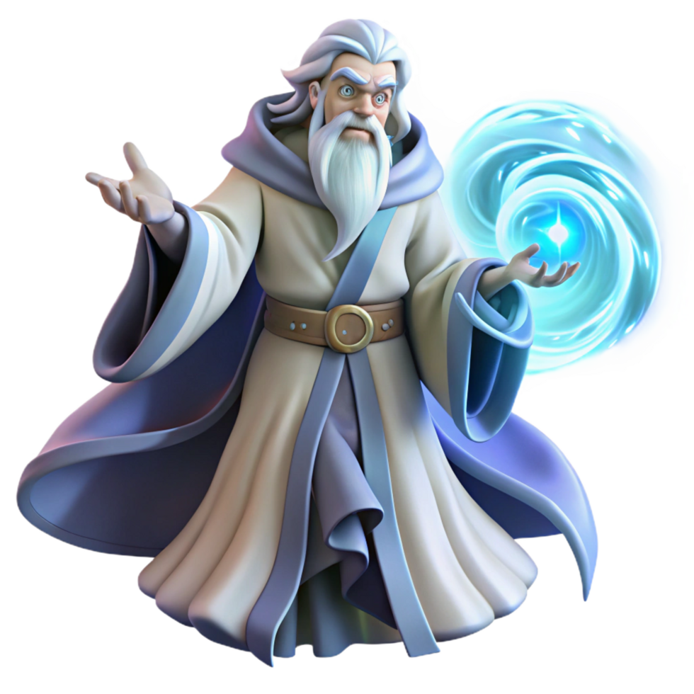 impressive minimalist A Powerful Wizard with a Long White Beard authentic png