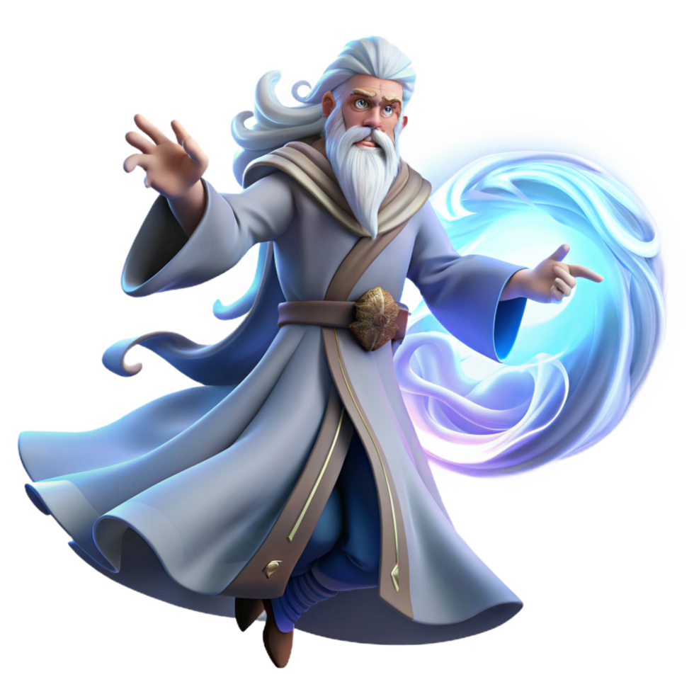 dramatic modern A Powerful Wizard with a Long White Beard professional png