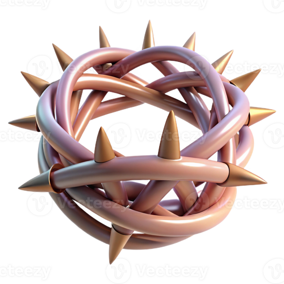 dynamic serene A single, abstract crown made of intertwined thorns, with Transparent Background perfect clarity png