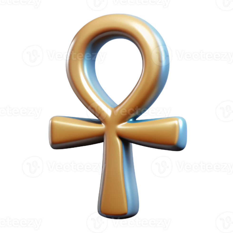dynamic beautiful Isolated cutout of a single Egyptian Ankh, hyper-specific, ultra-detailed, professional render, concept art style with Transparent Background 8K png