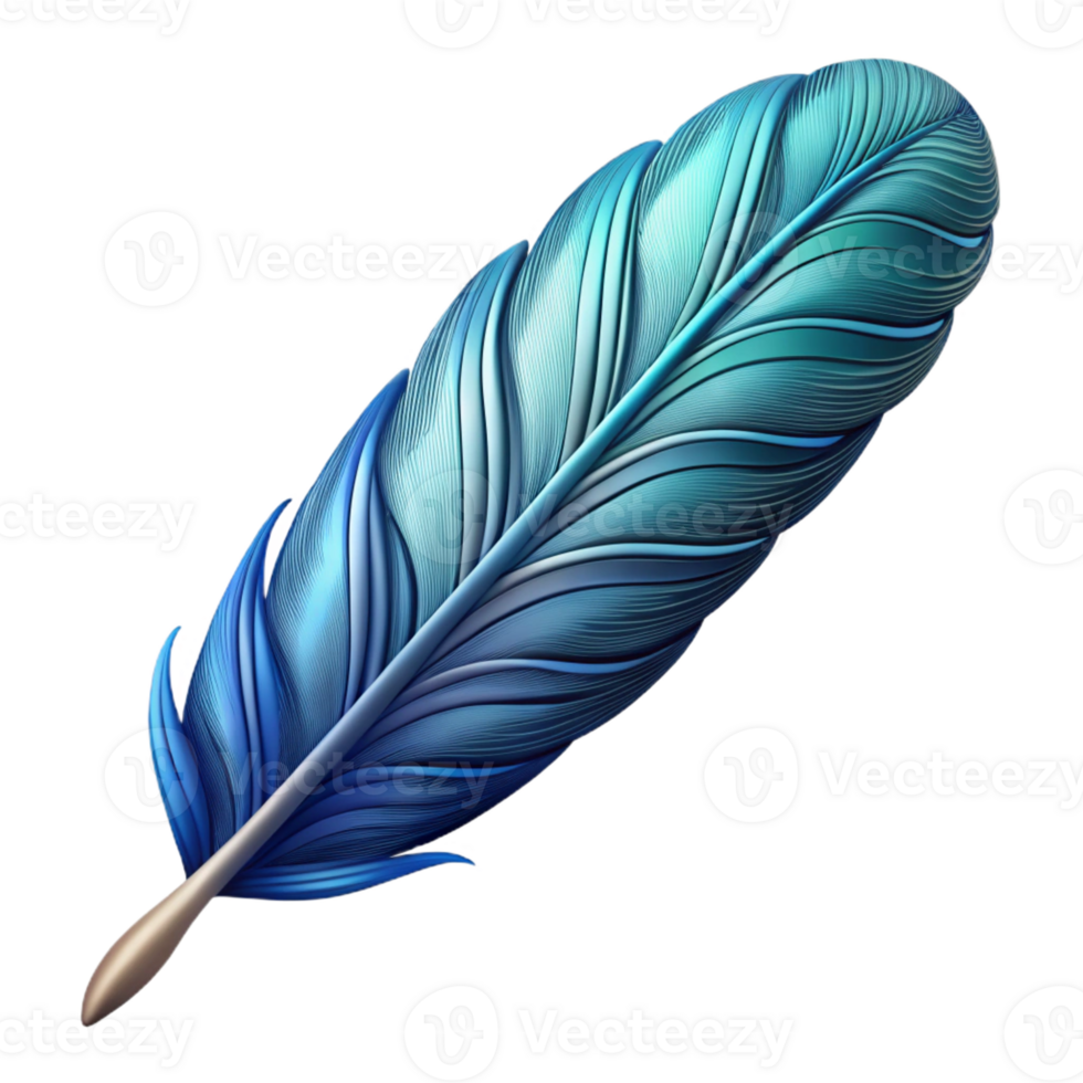 dynamic mesmerizing A single, stylized feather with intricate patterns, with Transparent Background 4K png