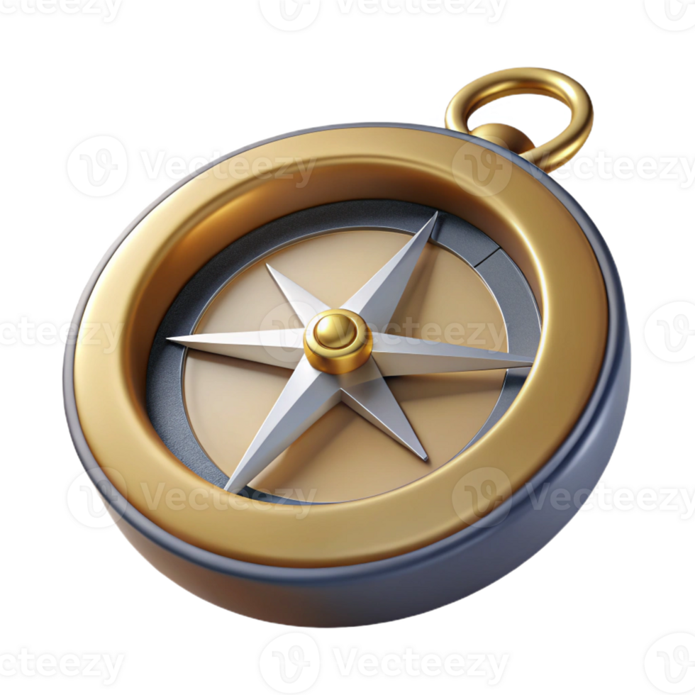 acclaimed coastal Hyper-specific isolated cutout, concept art style render of a vintage compass with Transparent Background handcrafted png