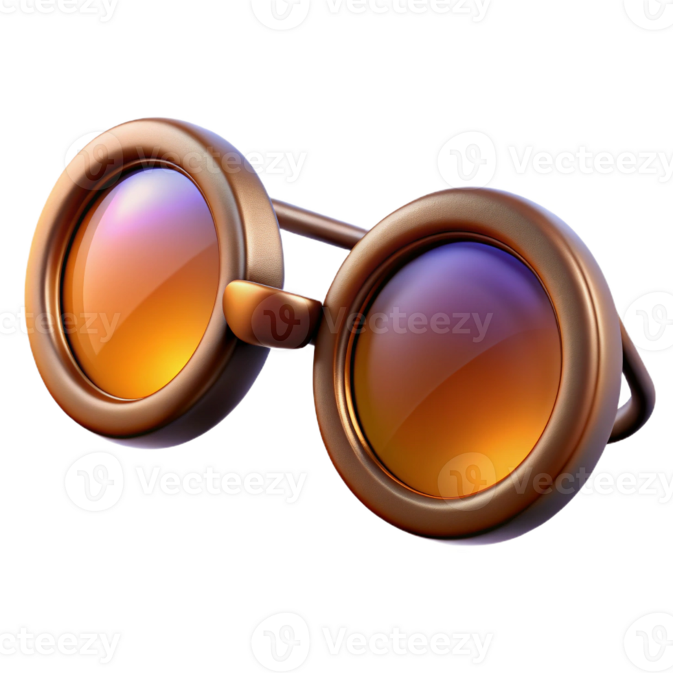 beautiful bohemian Photorealistic, ultra-detailed professional render of a vintage spectacles with round lenses, isolated cutout with Transparent Background refined png