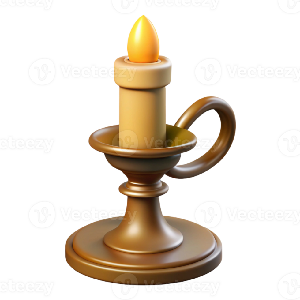 dreamy wonderful Concept art style, hyper-specific, isolated cutout of a vintage candlestick with Transparent Background 4K png