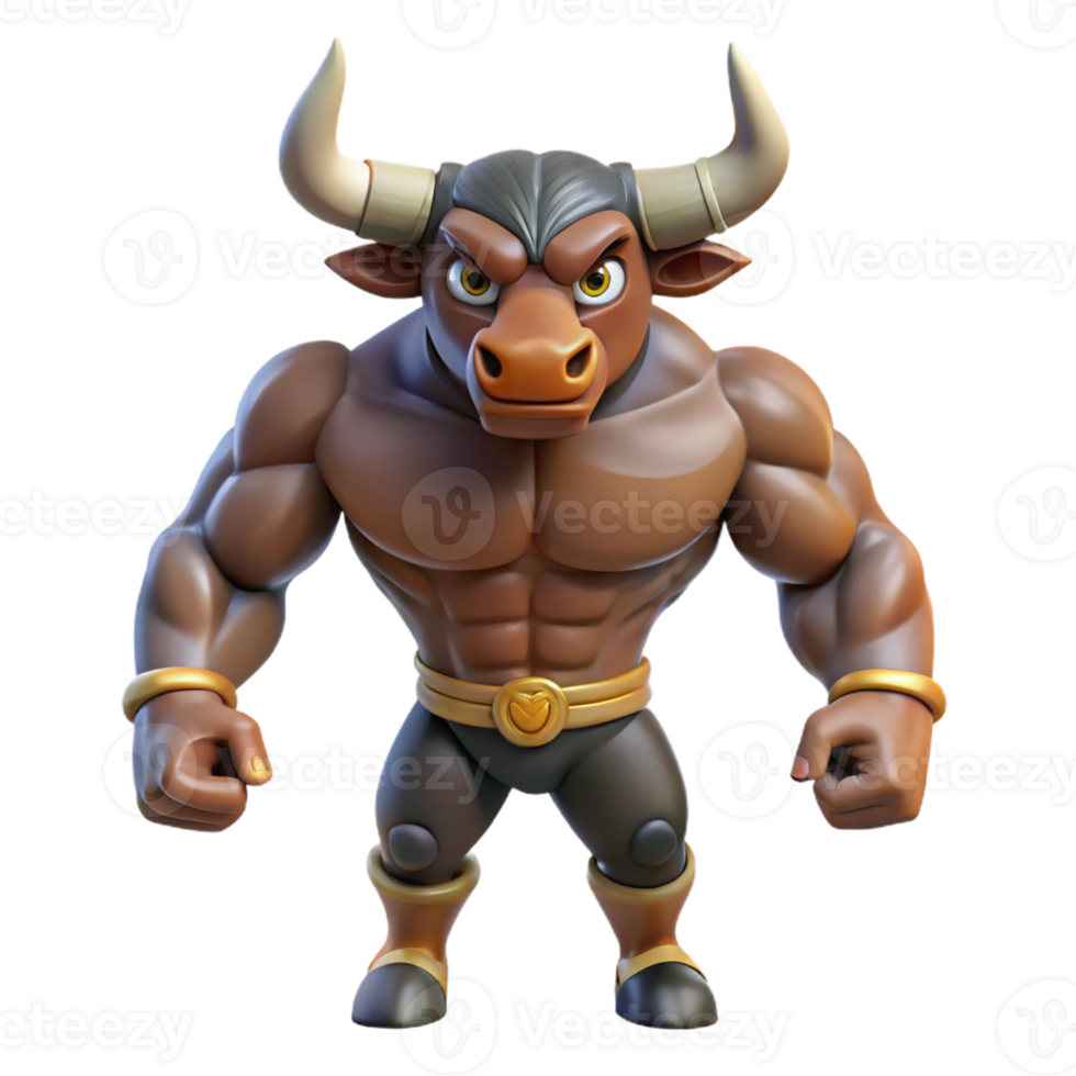 distinguished bohemian Minotaur, half-bull, half-man, aggressive stance, with Transparent Background artisan png