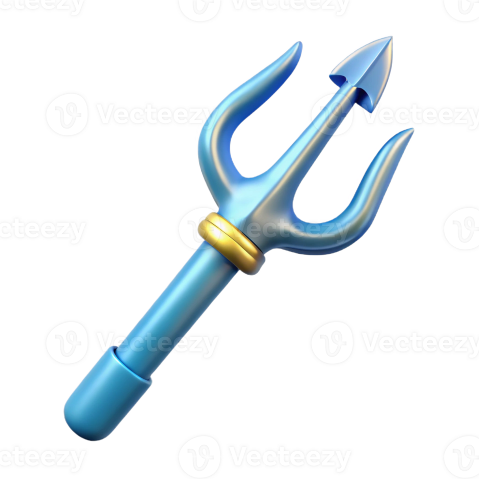 distinguished creative Isolated cutout of Poseidon's trident, hyper-specific, ultra-detailed, professional render, concept art style with Transparent Background gallery standard png