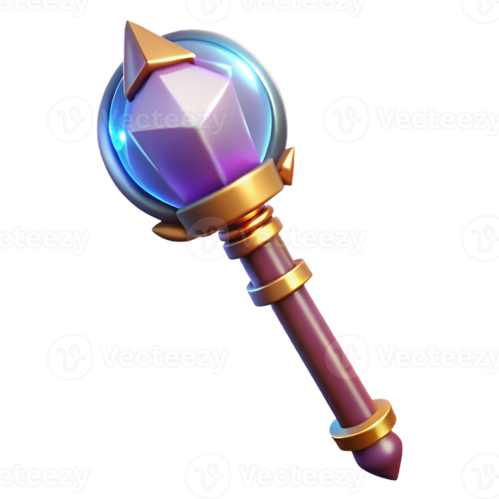enchanting elegant A magical staff with a glowing crystal orb at the top with Transparent Background masterfully captured png
