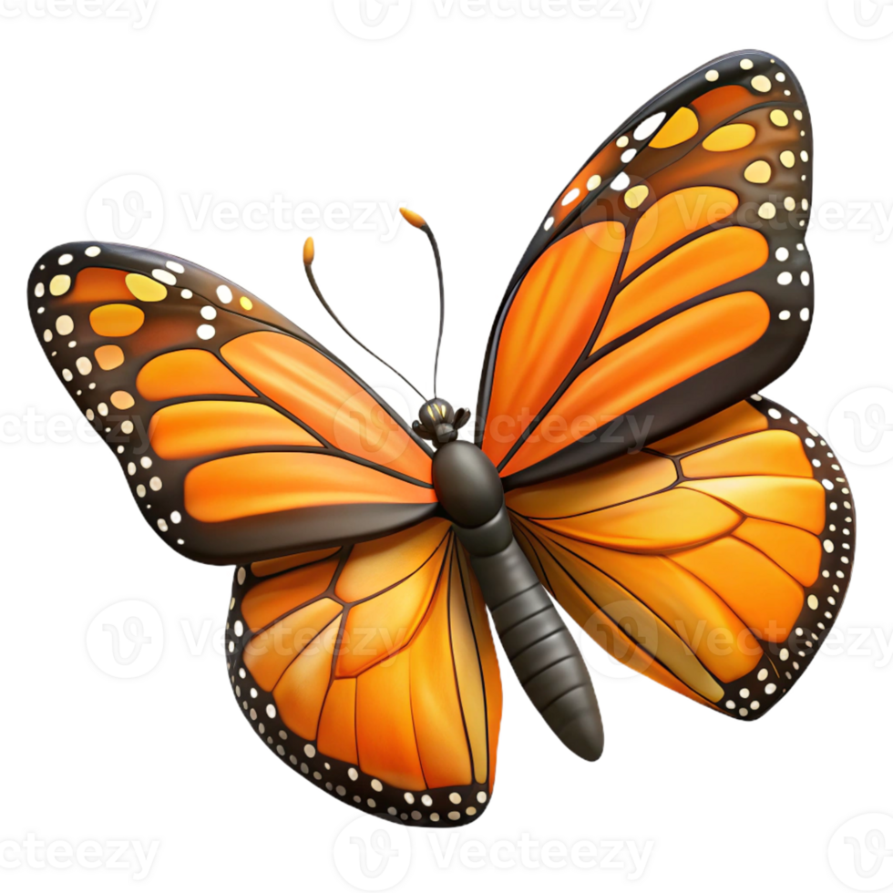 beautiful celebrated A monarch butterfly with open wings with Transparent Background png