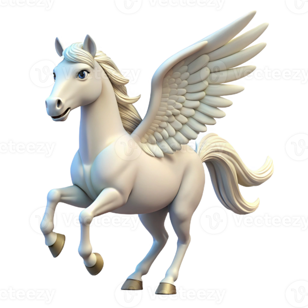 dazzling minimalist Pegasus, winged horse, white coat, powerful wings, graceful pose, with Transparent Background perfect clarity png