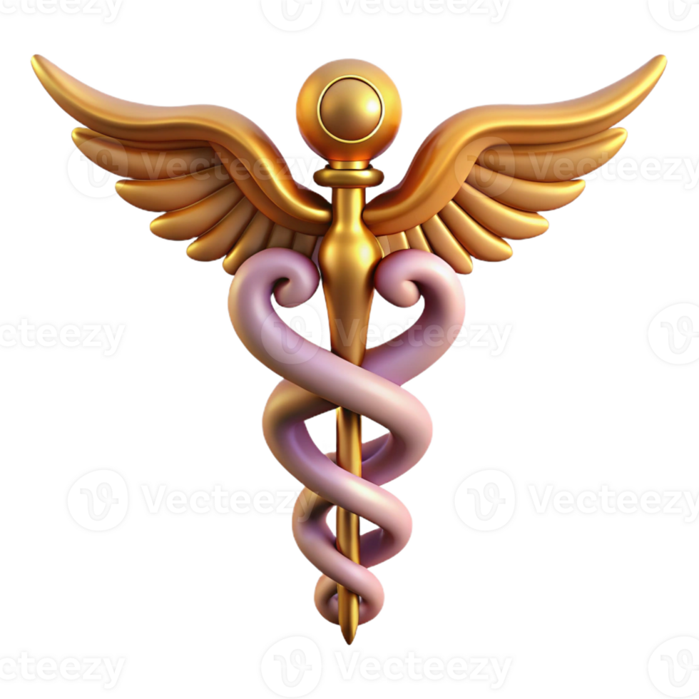 breathtaking traditional Hyper-specific, isolated cutout of Hermes' caduceus, photorealistic, ultra-detailed, professional render with Transparent Background original png