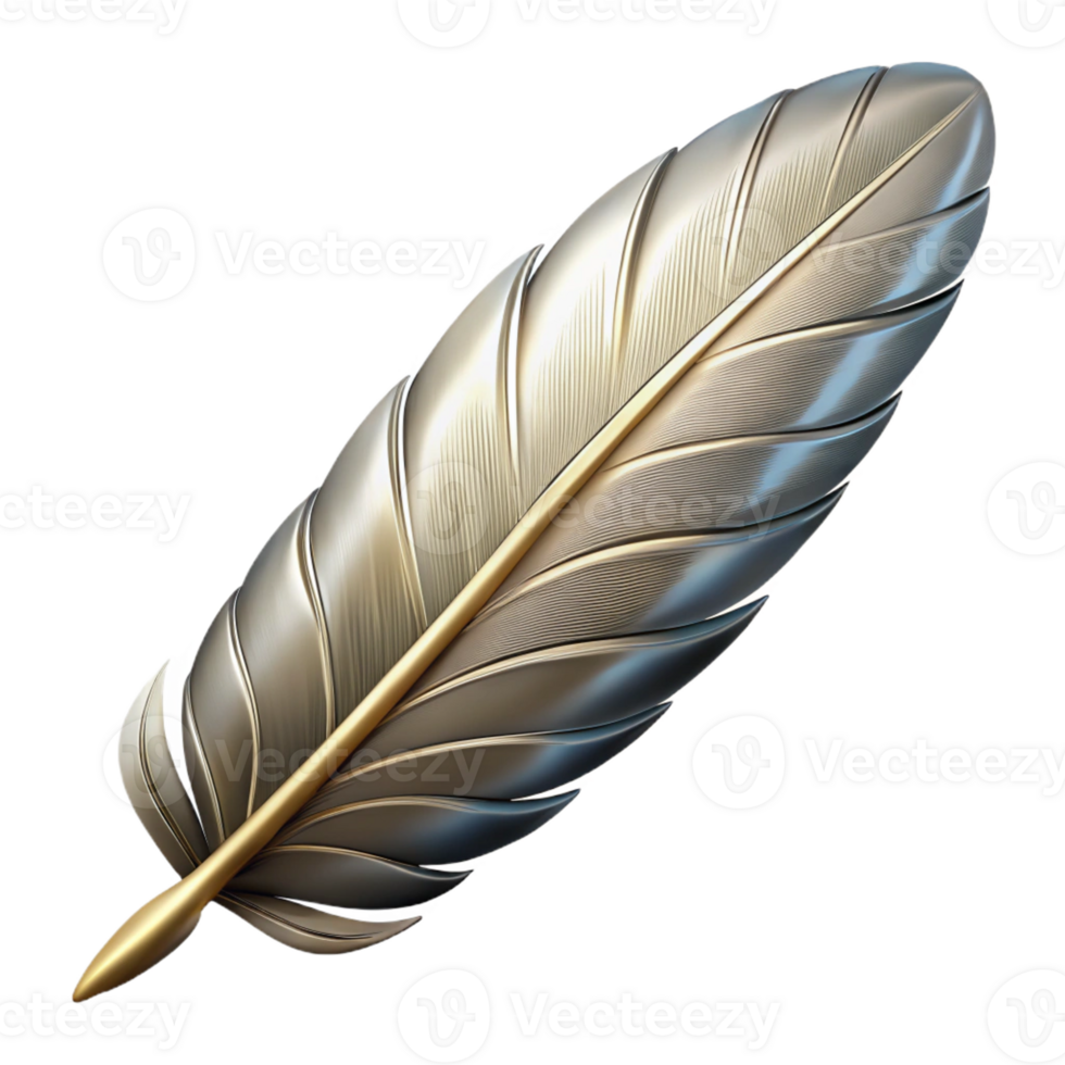 dramatic bold classic Photorealistic, isolated cutout of a single Valkyrie wing feather, ultra-detailed, hyper-specific, professional render with Transparent Background ultra HD png