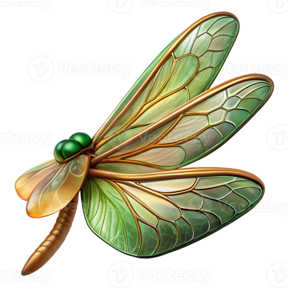 extraordinary celebrated Photorealistic, hyper-specific, isolated cutout of an Art Nouveau dragonfly wing, intricate venation pattern, translucent amber and green with Transparent Background png