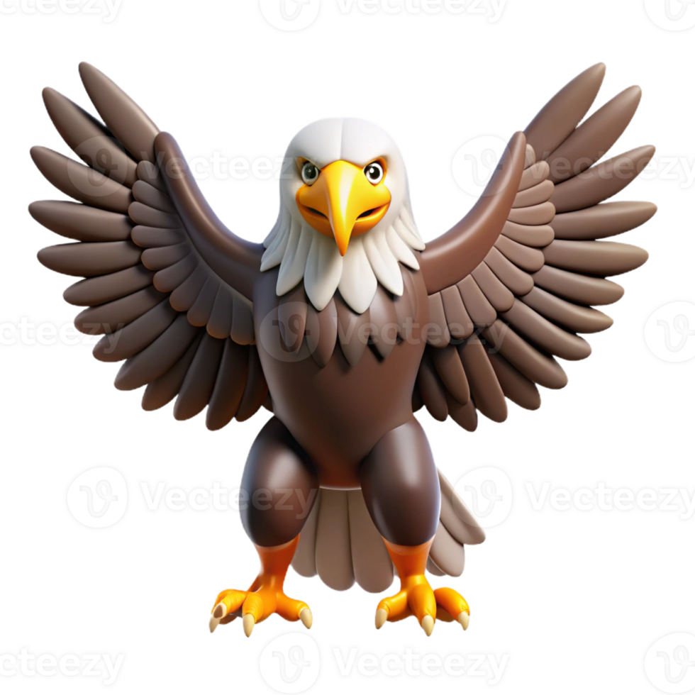 exquisite exemplary Concept art style, isolated cutout of a hyper-specific adult bald eagle, wings fully spread, talons extended with Transparent Background png