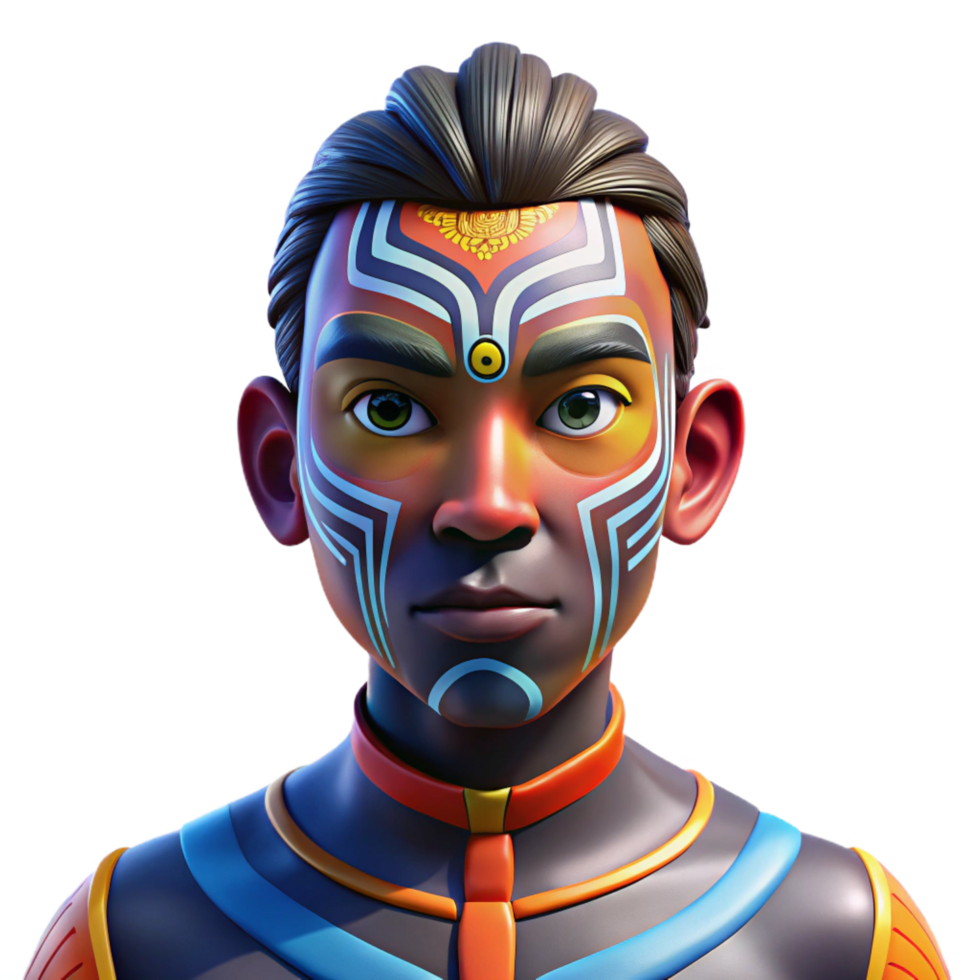 extraordinary vintage Portrait of a Person with Face Paint 4K png