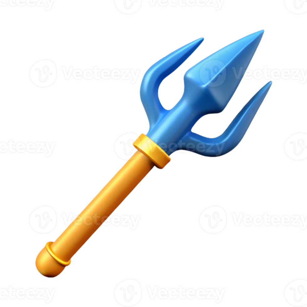 beautiful notable Trident, three-pronged spear of Poseidon, symbol of power over the sea, with Transparent Background png