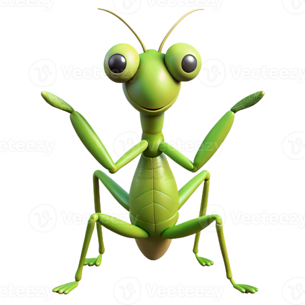 dramatic nostalgic contemporary Concept art style, hyper-specific, isolated cutout of a single praying mantis, front view, arms raised with Transparent Background ultra HD png