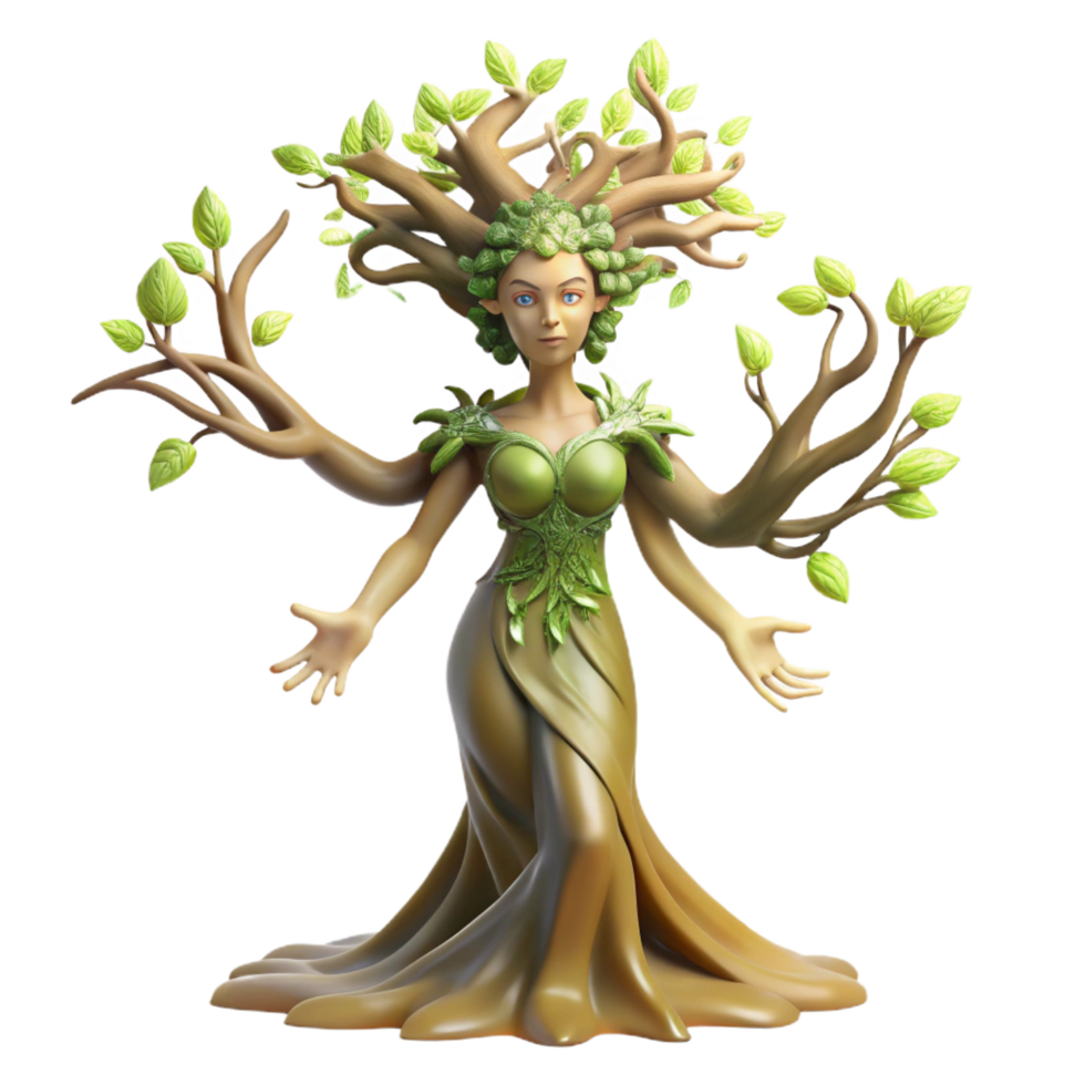 beautiful abstract A Graceful Dryad Emerging from an Ancient original png