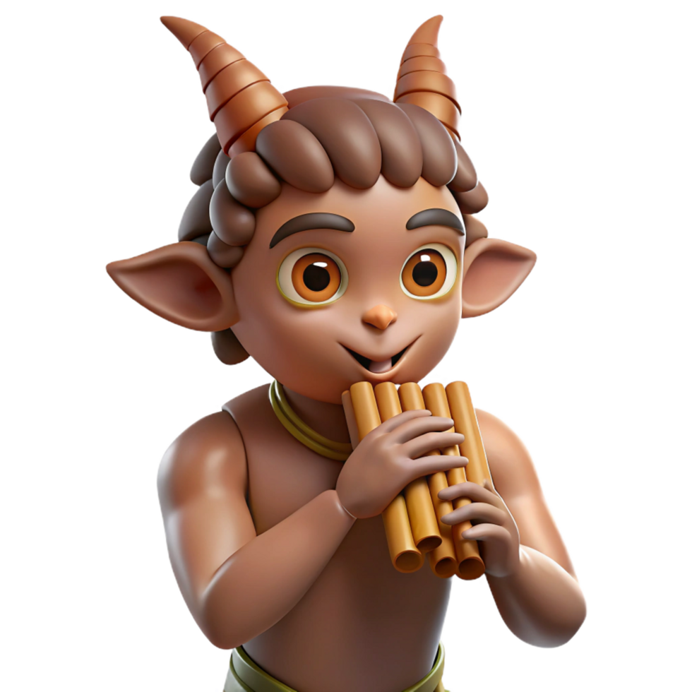 beautiful rustic A Mischievous Satyr Playing a Pan Flute 4K png