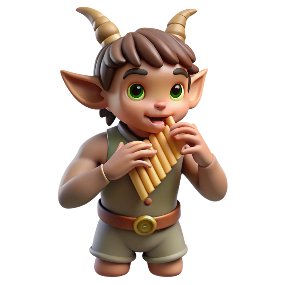 serene abstract A Mischievous Satyr Playing a Pan Flute detailed png