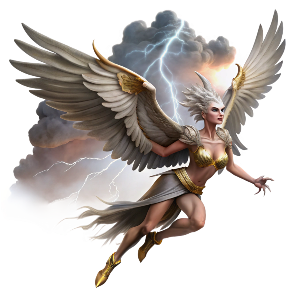 magnificent traditional A Harpy Soaring Through a exclusive png
