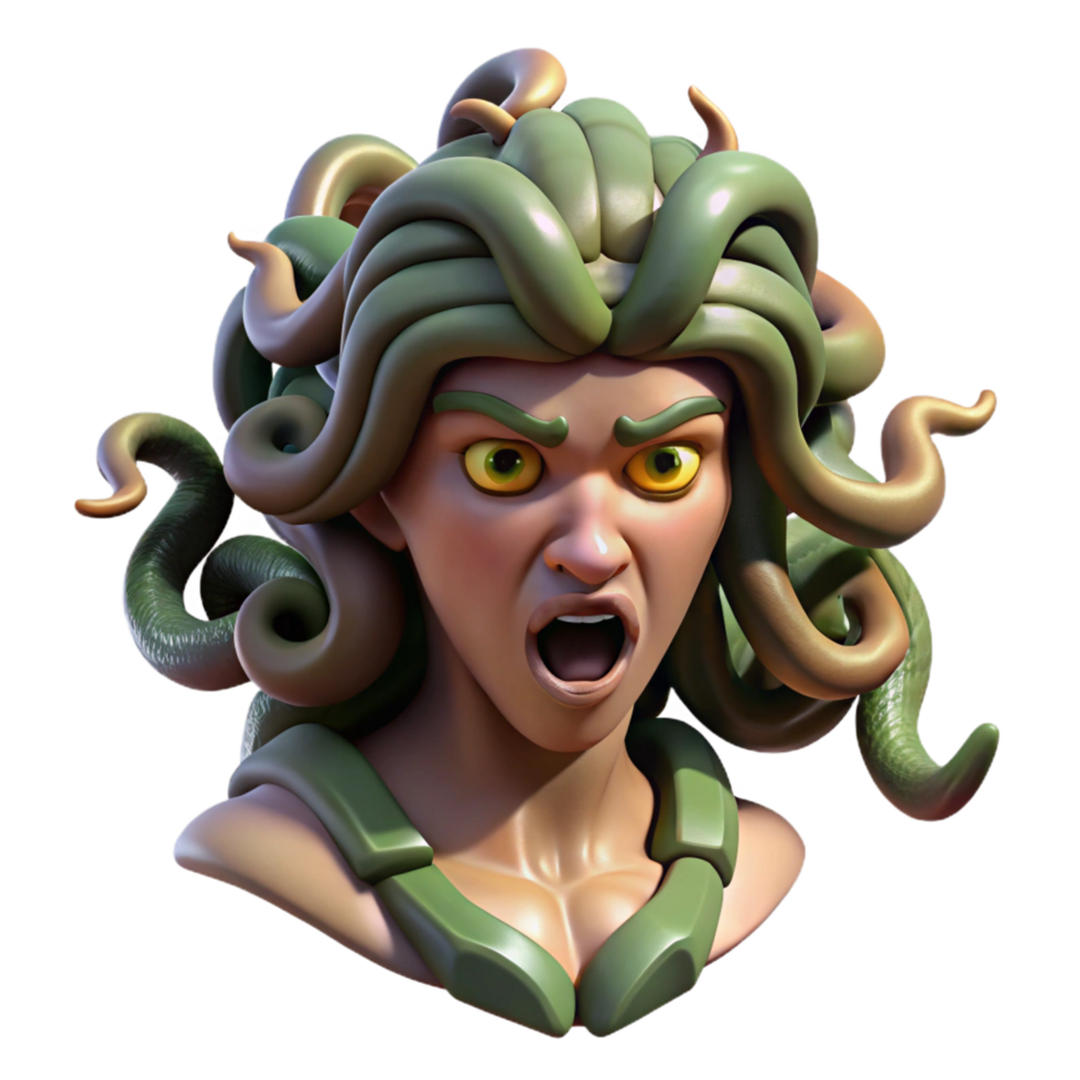 wonderful creative A Fearsome Gorgon with Snakes for Hair high resolution png