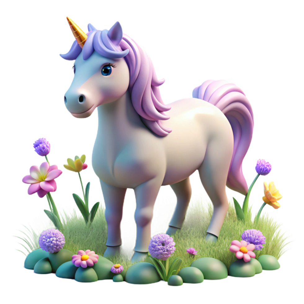 elegant classic A Benevolent Unicorn Grazing in a Flower genuine png