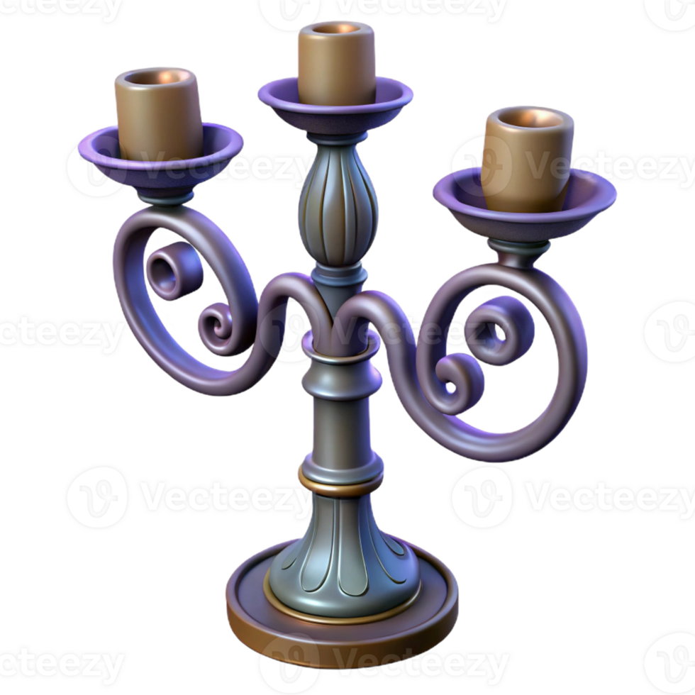 dreamy elegant Hyper-specific, isolated cutout of an Art Nouveau candlestick, wrought iron with curving lines and stylized floral motifs with Transparent Background masterfully captured png