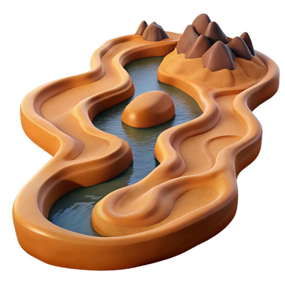 elegant modern A Winding River Flowing Through a Desert 4K png