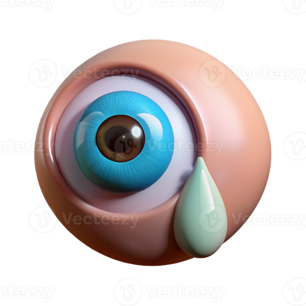 breathtaking tropical A single, realistic, human eye crying a single tear with Transparent Background expertly shot png