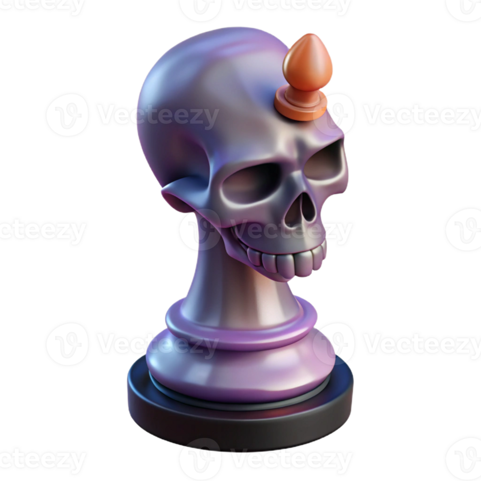 breathtaking playful futuristic Hyper-specific, photorealistic isolated cutout of a single chess piece morphing into a human skull with Transparent Background premium png