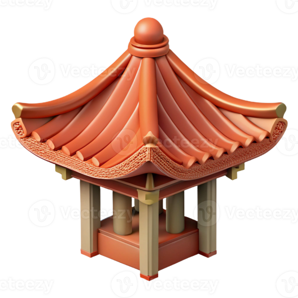celebrated geometric Pagoda roof corner detail, with Transparent Background refined png