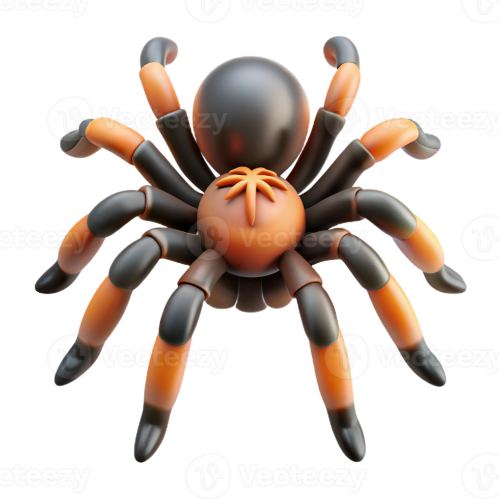 coveted abstract Concept art style, isolated cutout of a hyper-specific tarantula, close-up, front view with Transparent Background crisp png