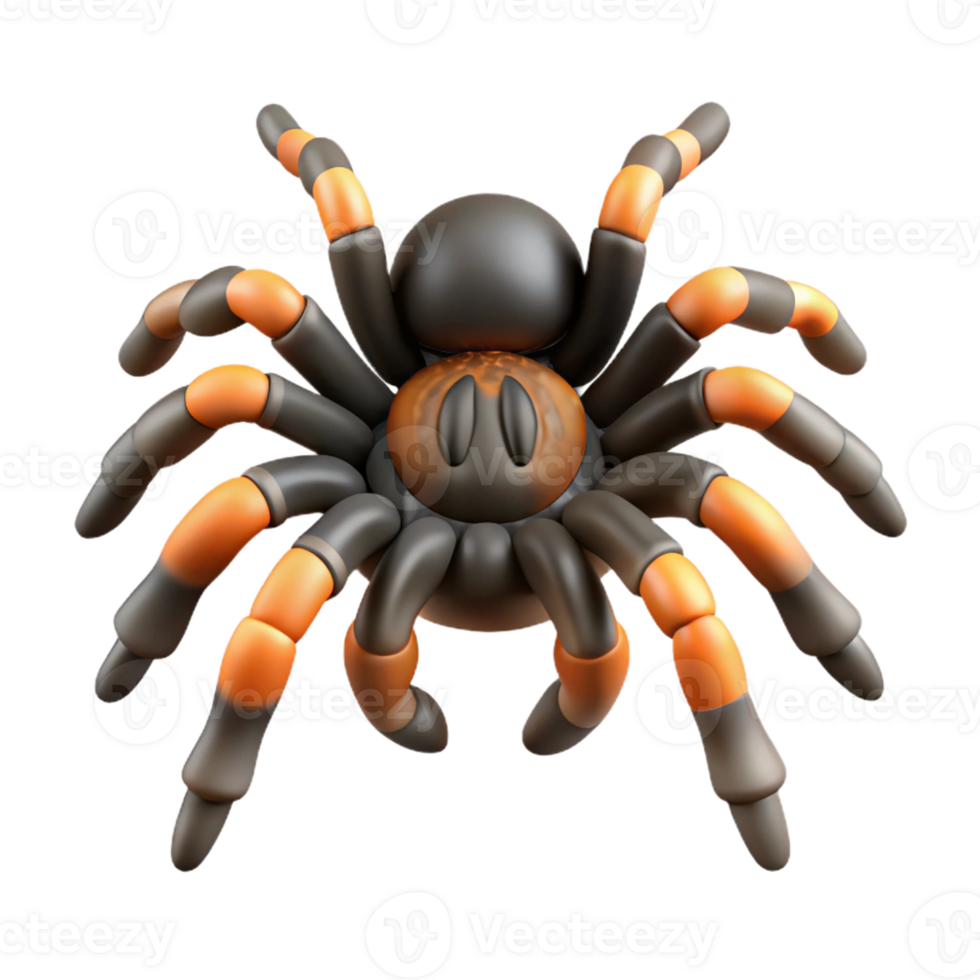 energetic magnificent Concept art style, isolated cutout of a hyper-specific tarantula, close-up, front view with Transparent Background artisan png
