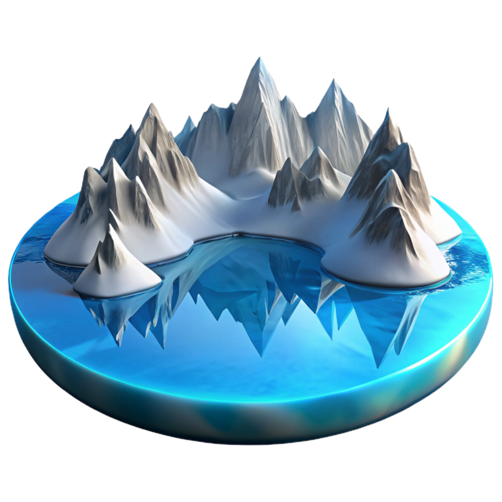 vibrant classic A Frozen Lake Reflecting the Surrounding professional png