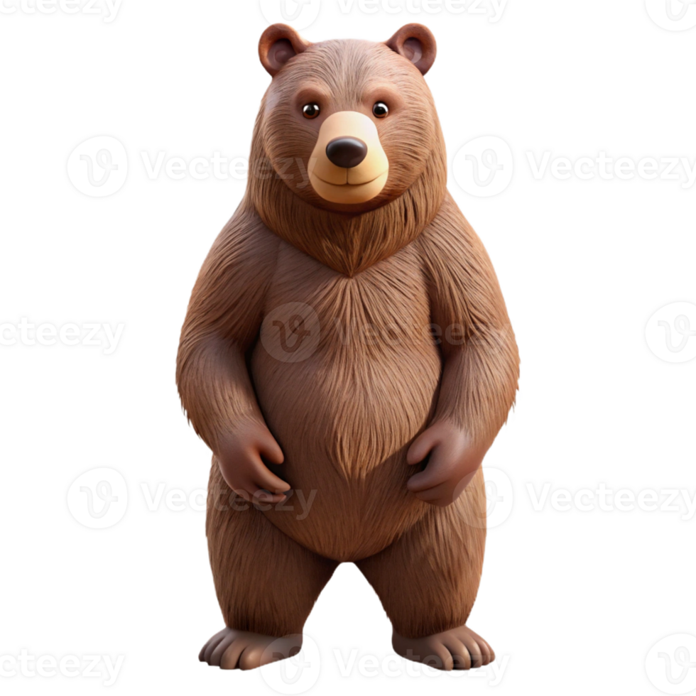 captivating distinctive Ultra-detailed, hyper-specific isolated cutout of a single grizzly bear, standing on hind legs with Transparent Background png
