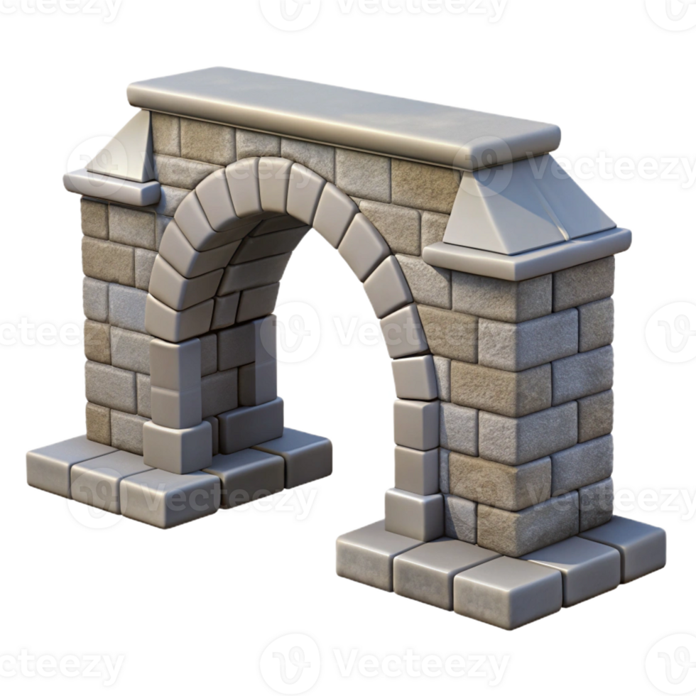 dreamy splendid Stone arch bridge keystone, with Transparent Background authentic png