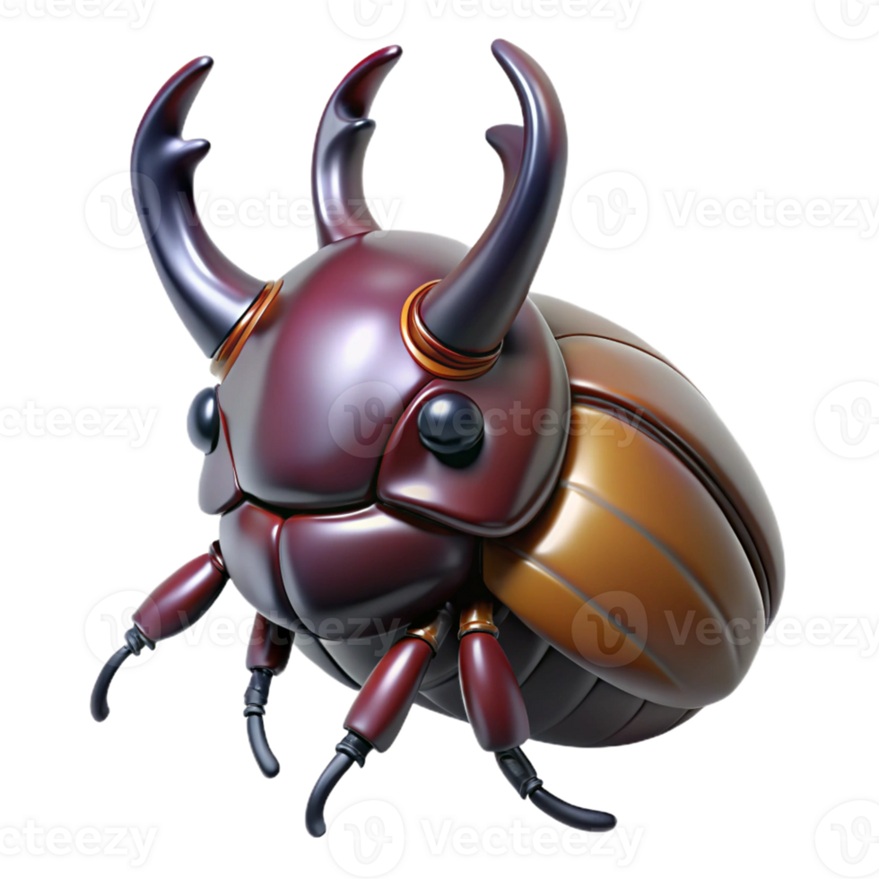 breathtaking memorable Concept art style, isolated cutout of a hyper-specific rhinoceros beetle, horns prominent with Transparent Background png