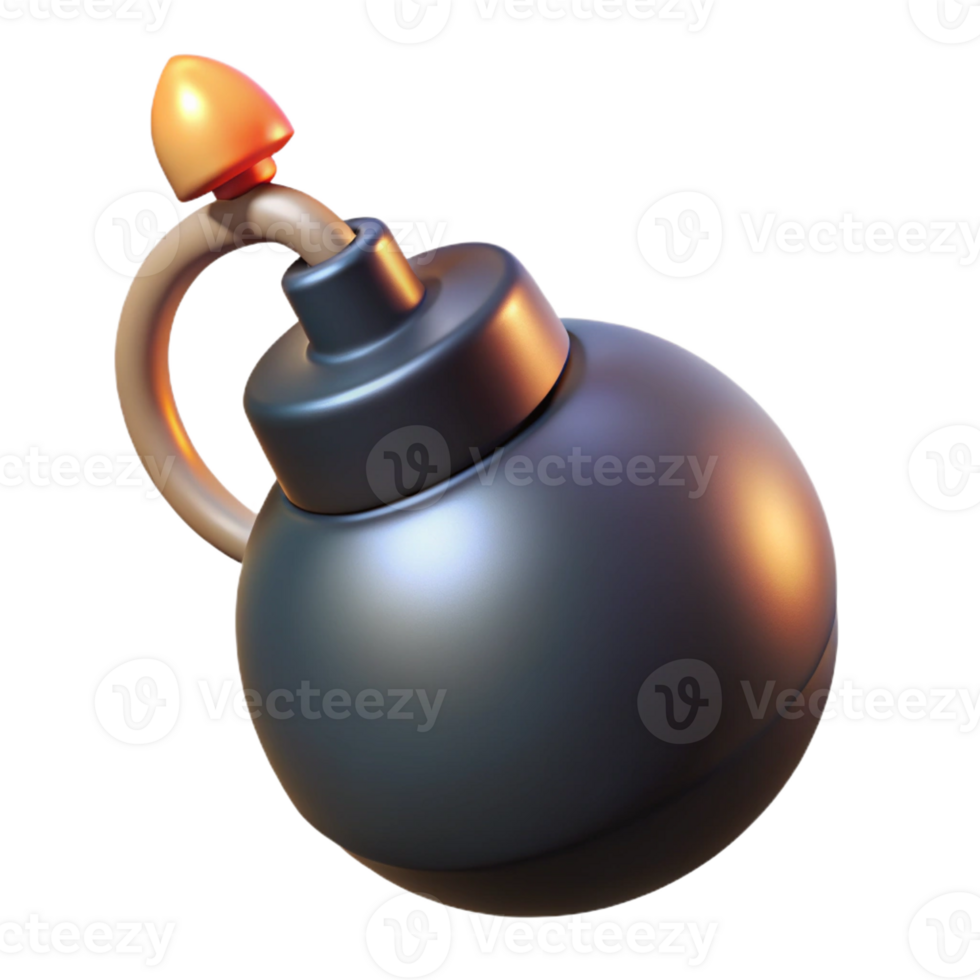 captivating retro A stylized, cartoon-style bomb with a lit fuse with Transparent Background exclusive png