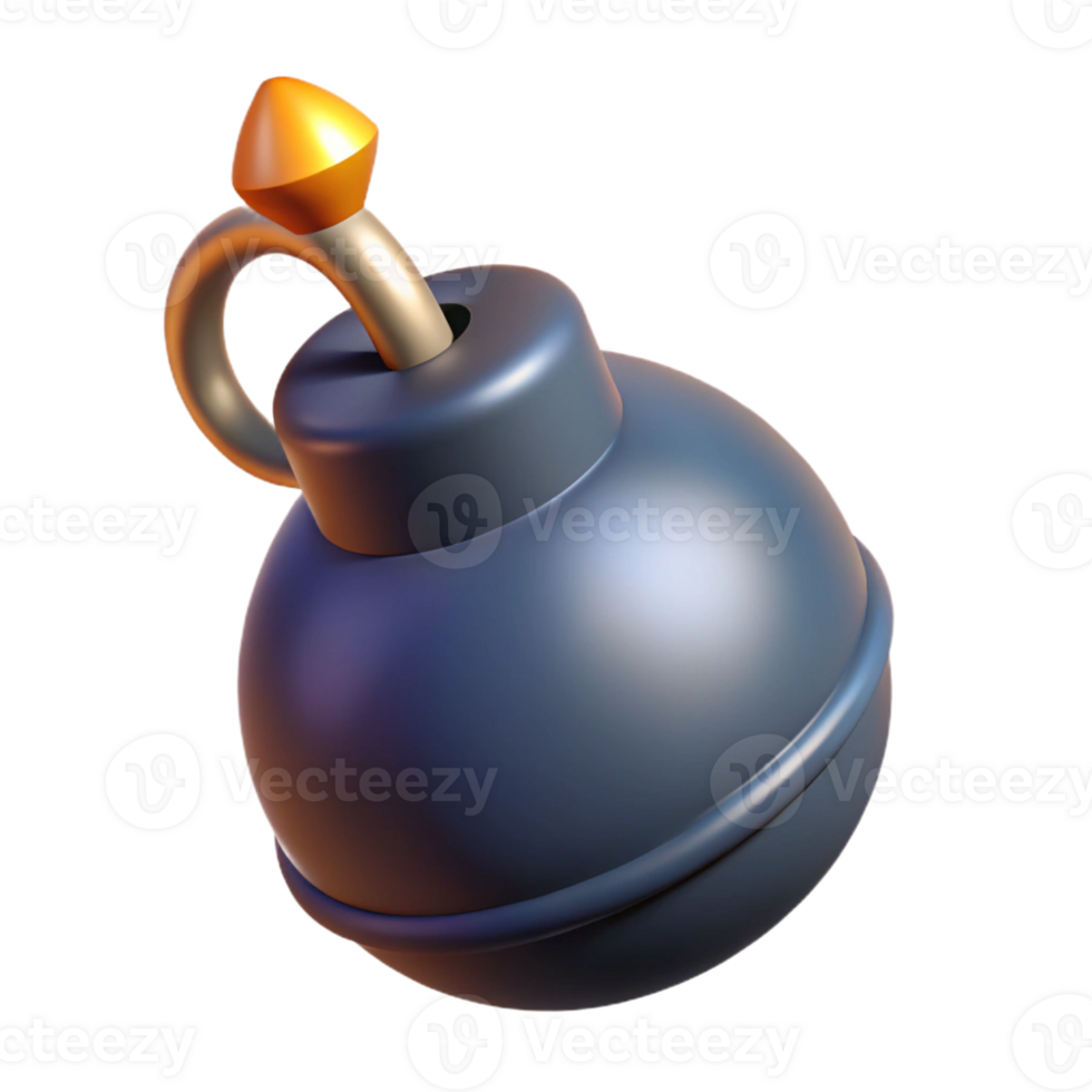 distinguished mid-century A stylized, cartoon-style bomb with a lit fuse with Transparent Background genuine png