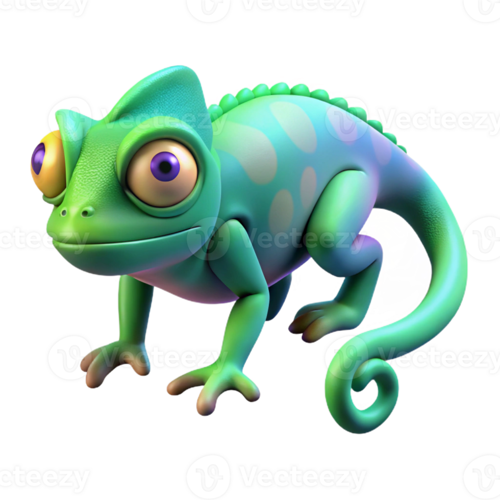 dynamic stunning Concept art style, isolated cutout of a hyper-specific chameleon, changing color with Transparent Background refined png
