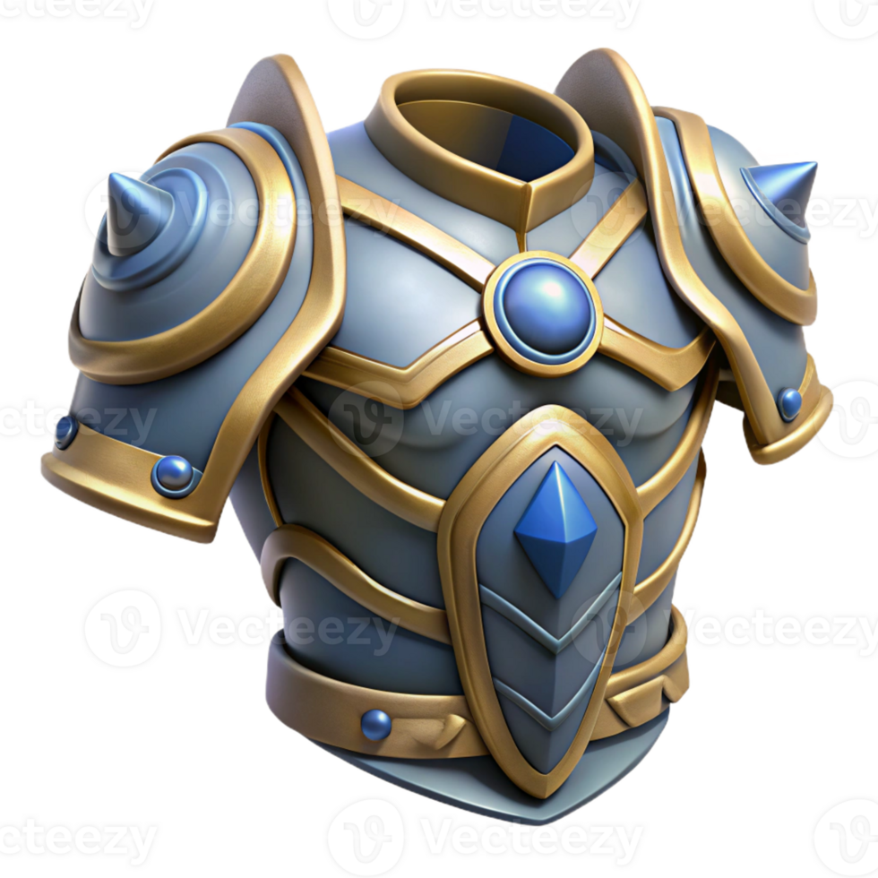dynamic breathtaking Mythical Armor, set of individual armor pieces with Transparent Background flawless png