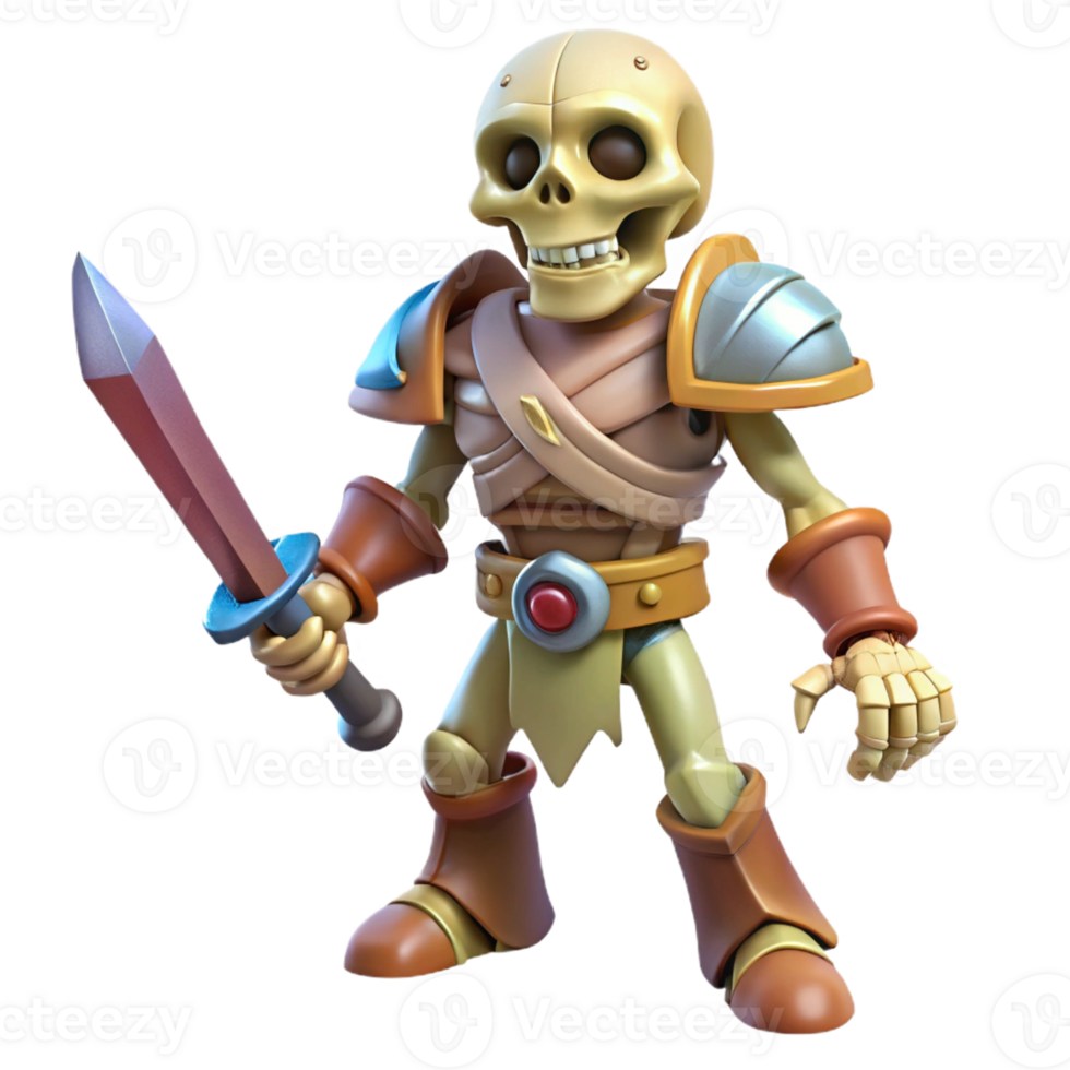 enchanting joyful urban A skeletal warrior with a rusty sword, with Transparent Background crisp png