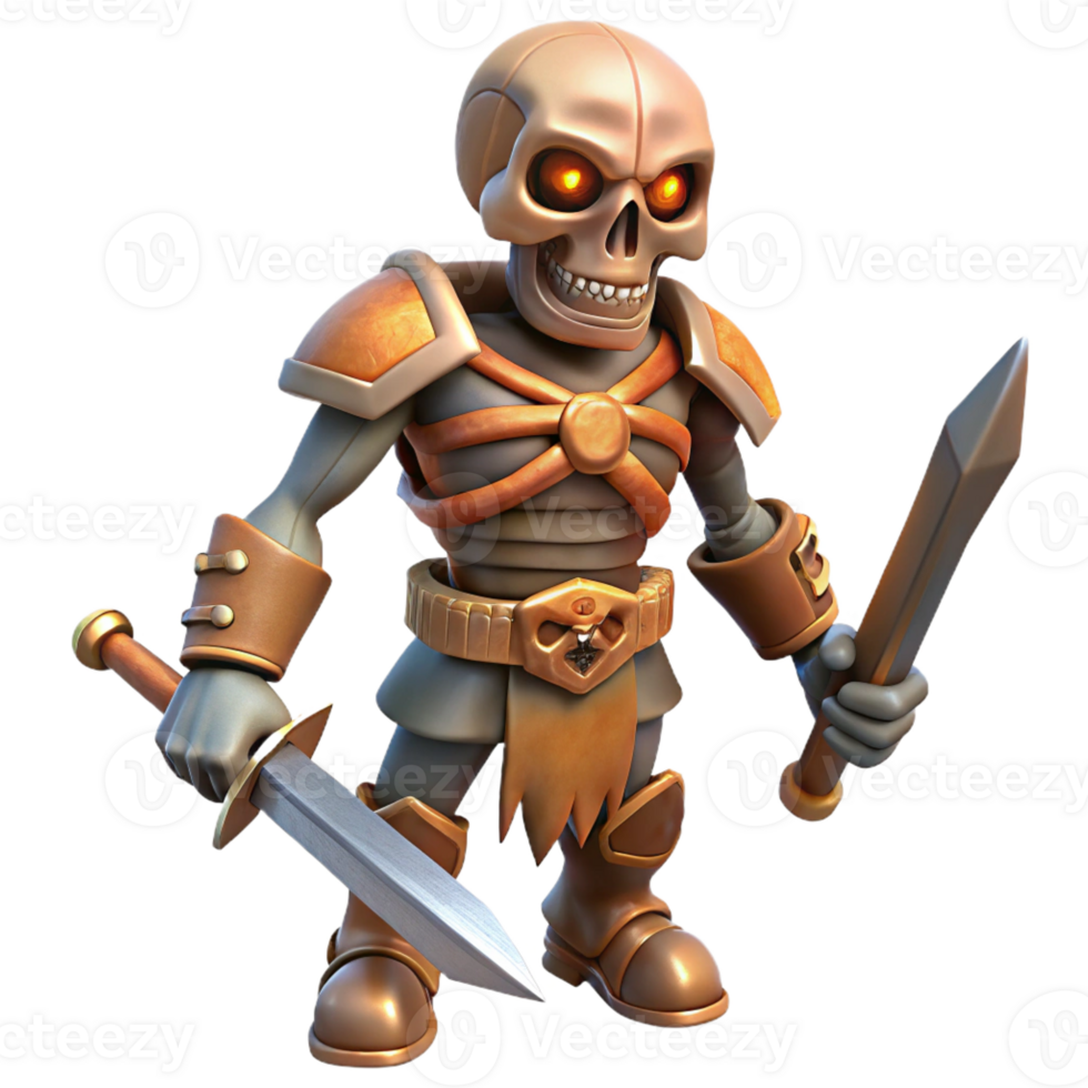 dazzling dynamic minimalist A skeletal warrior with a rusty sword, with Transparent Background perfect clarity png