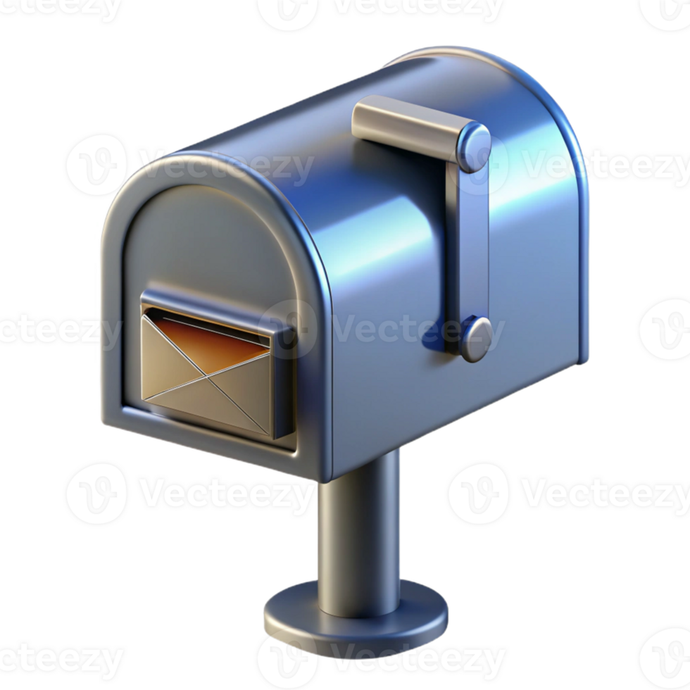 calm immaculate Modern mailbox, metal, with Transparent Background museum quality png