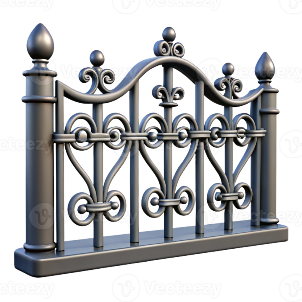exemplary avant-garde Victorian wrought iron fence section, with Transparent Background elite png