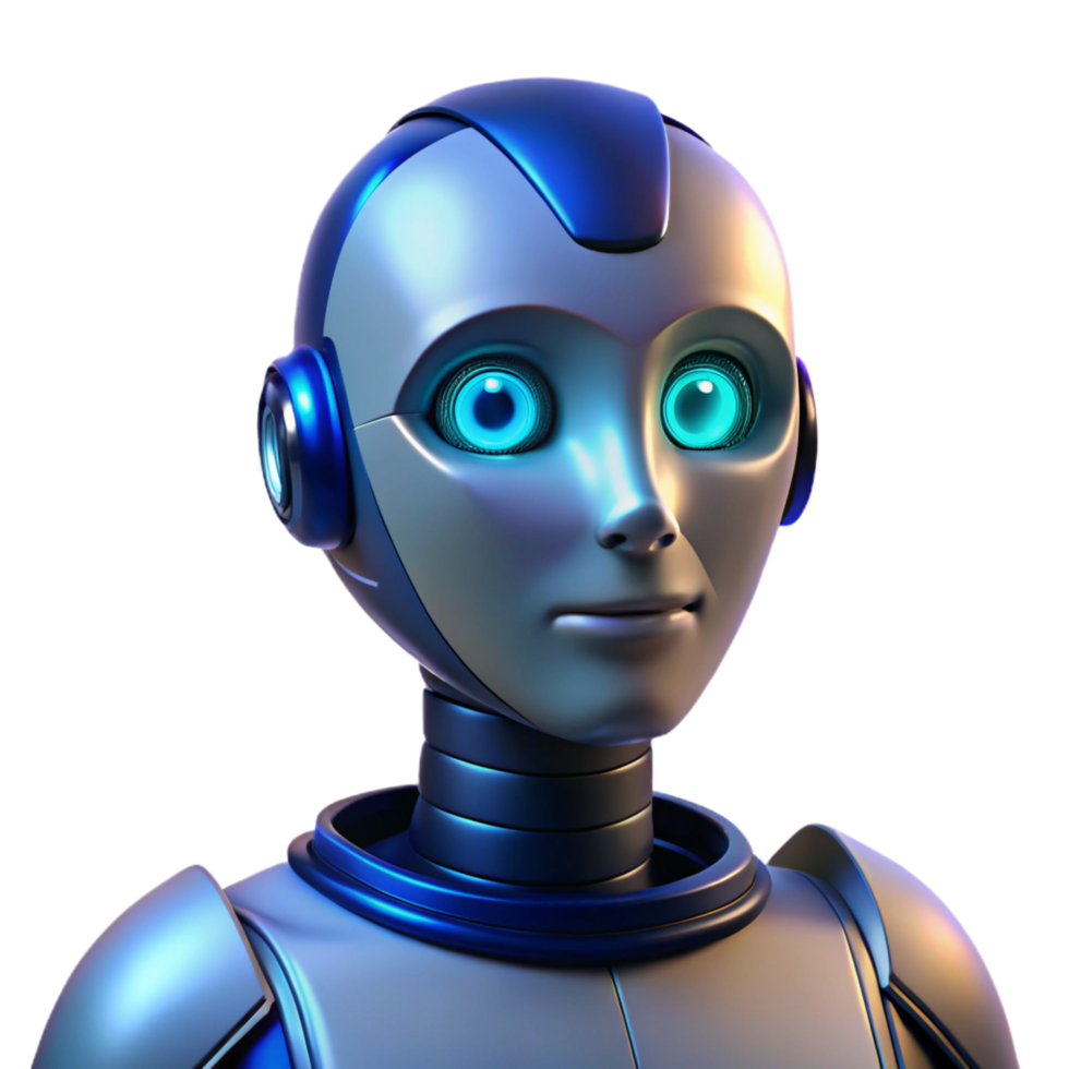 impressive classic A Humanoid Robot with Glowing Blue Eyes detailed png
