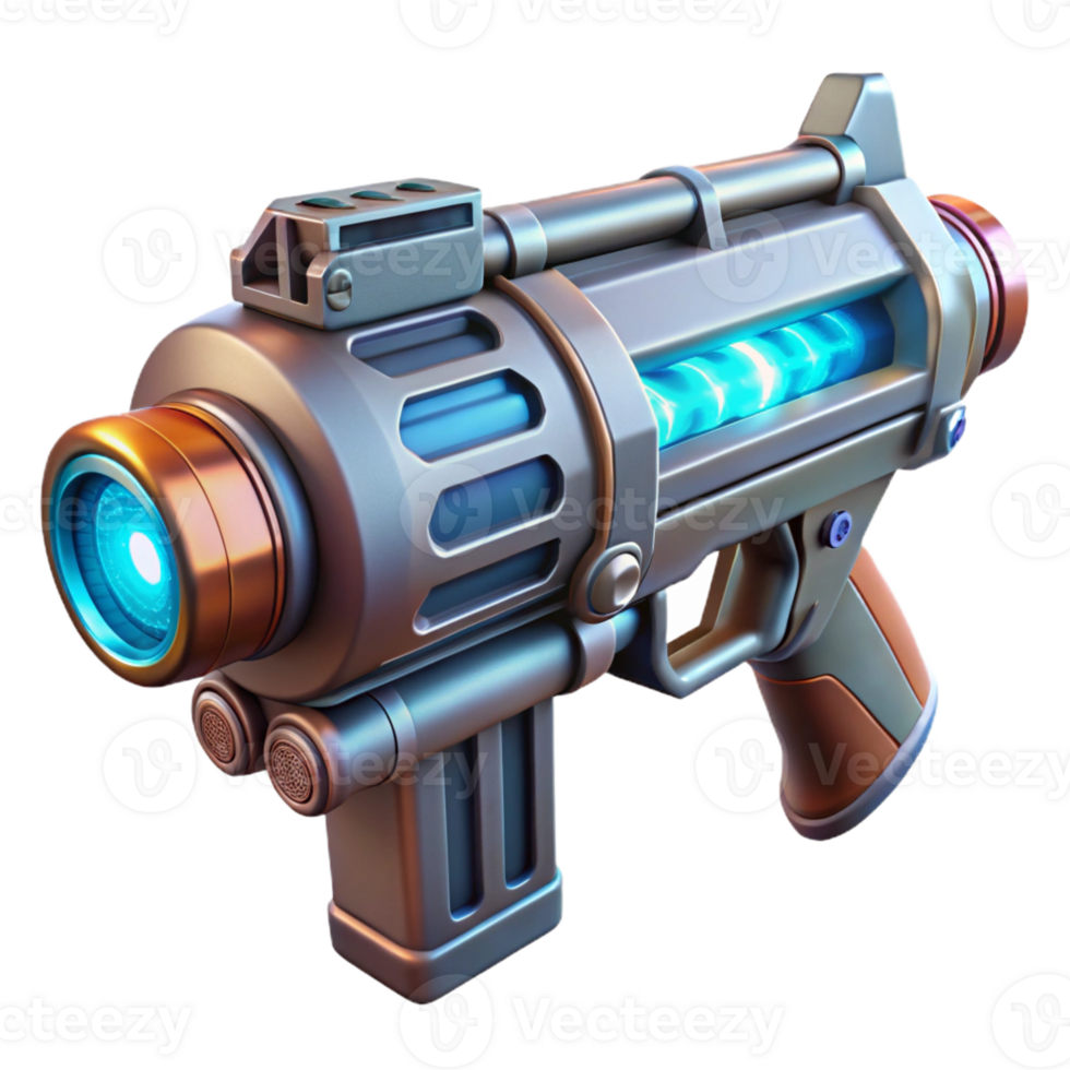 breathtaking acclaimed Concept art style, isolated cutout of a high-tech energy weapon, ultra-detailed, hyper-specific with Transparent Background png