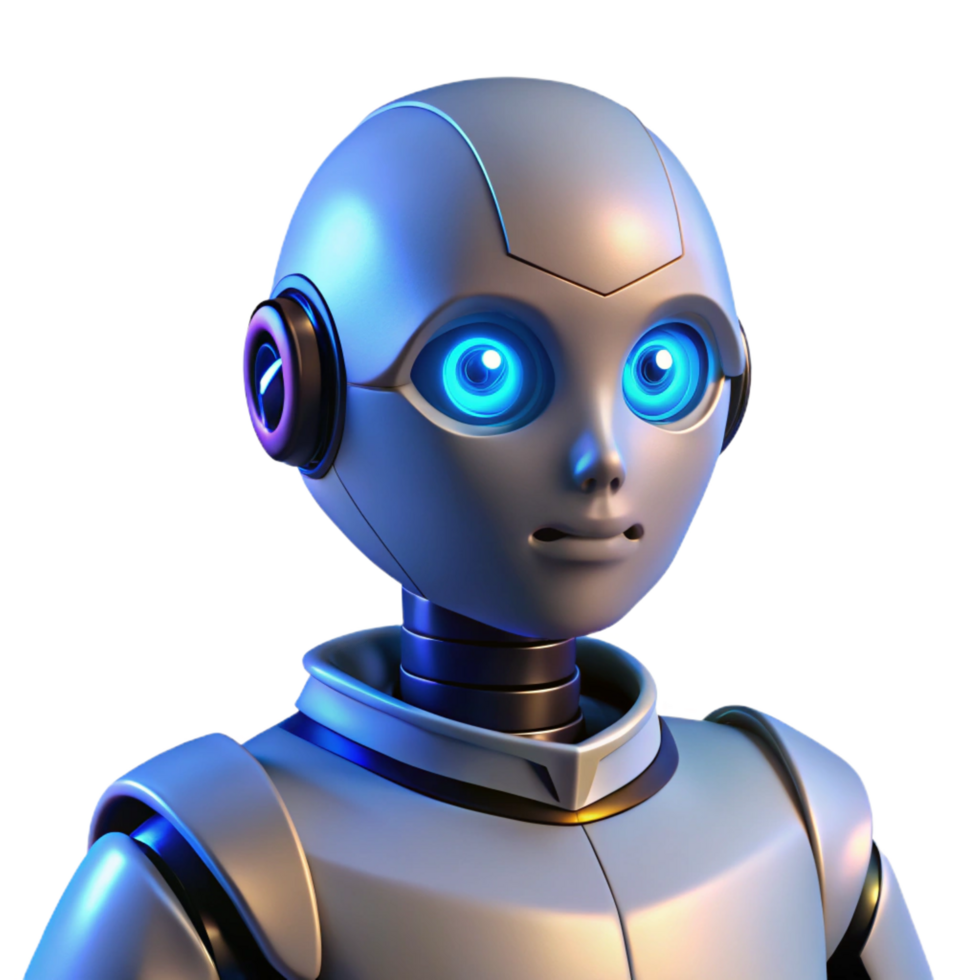 extraordinary abstract A Humanoid Robot with Glowing Blue Eyes 4K png