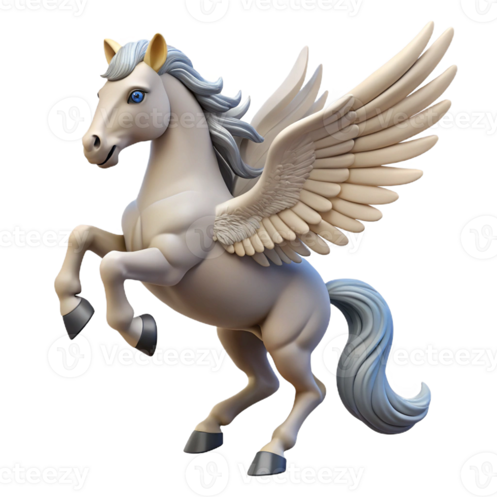 alluring avant-garde A winged horse Pegasus rearing up with Transparent Background masterfully captured png